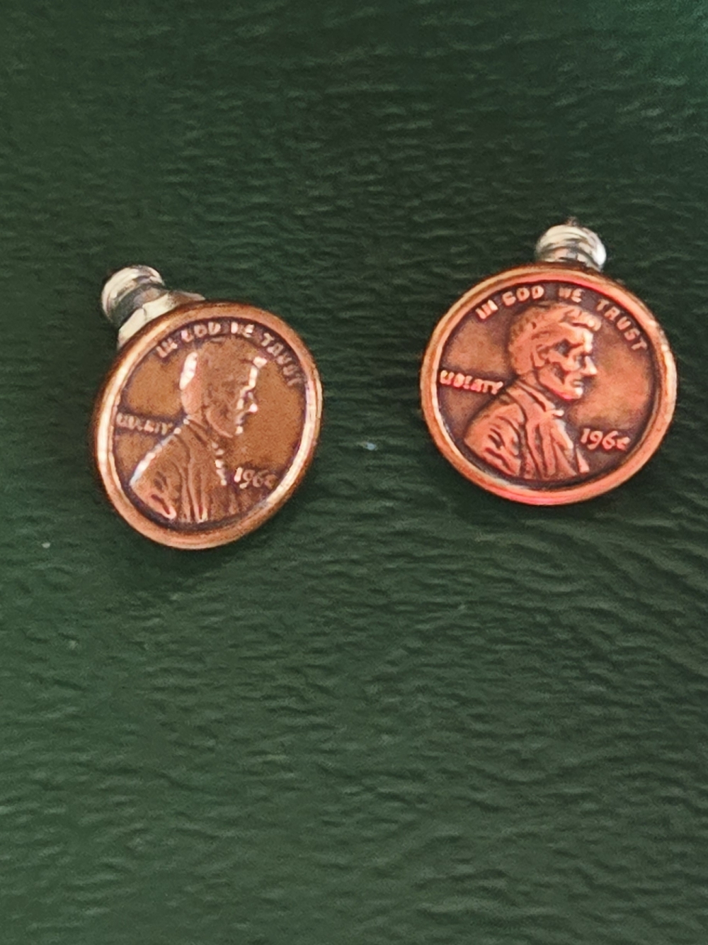 Vintage Copper-Tone Penny Earrings - Brown and Gold